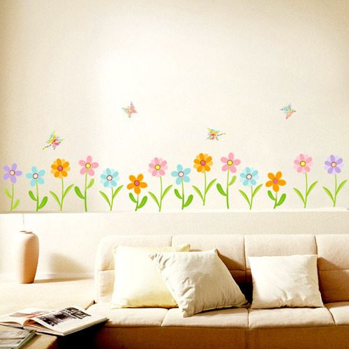 WDS-004 (포인트스티커 - 나비와 꽃,백색원단 자연/방/데코/문/벽/꾸미기/인테리어/셀프DIY)