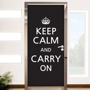 pm085-Keep calm and carry on(블랙)/현관문리폼/매장꾸미기/아이방꾸미기/화장실/꾸밈/방문꾸미기/현관문시트지/패널/실사/인테리어